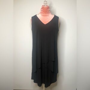 Susan Graver V-neck Black Sleeveless Layered Dress Women’s Size Small